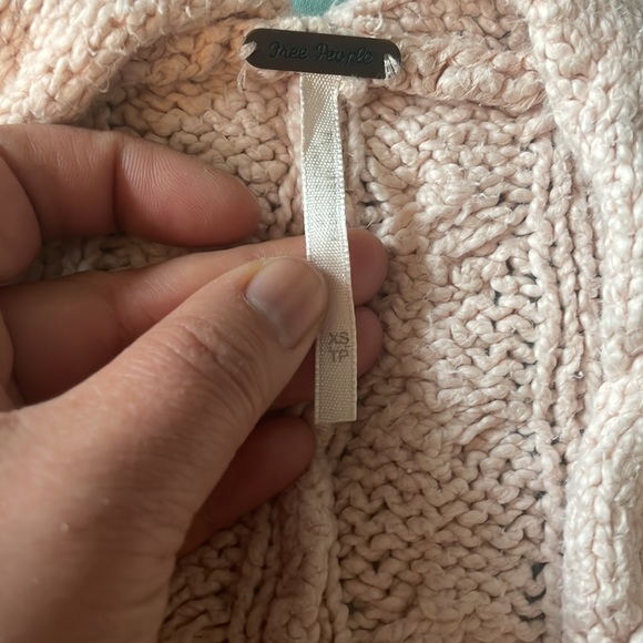 Free people easy cable knit v neck sweater pullover pink tunic small - Picture 5 of 16